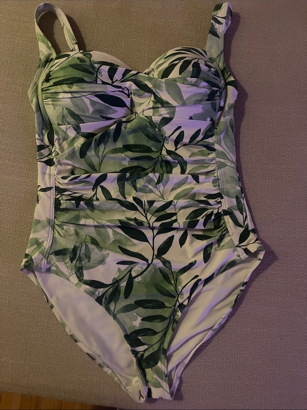 Leaf-Print Green One-Piece Swimsuit for Kids